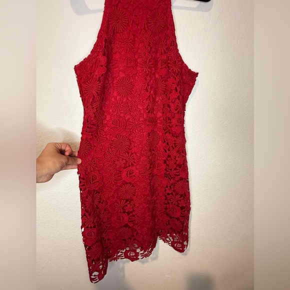 Lulus Red Large Lace Cocktail Dress - Picture 7 of 11